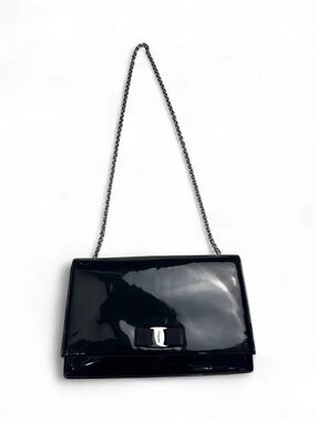 Salvatore Ferragamo Black Patent Vara Bow Chain Crossbody